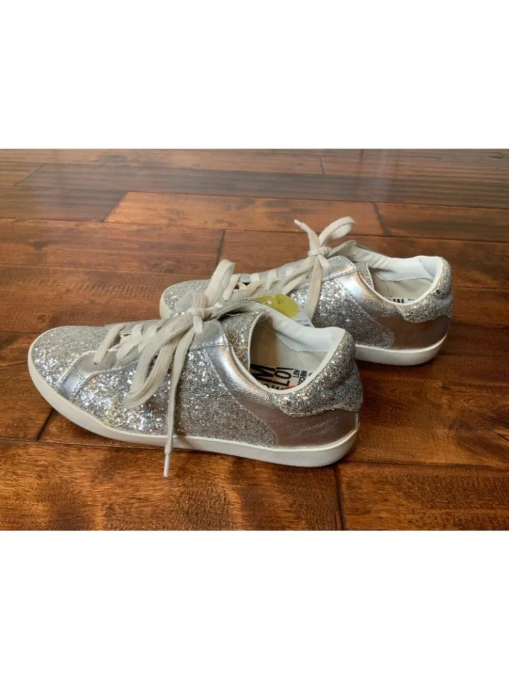 Love Moschino Silver Glitter Lace-Up Sneakers, Size 9 | 39